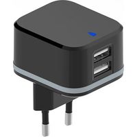 CARGADOR CON 2 CONEXIONES USB - DISEÑO COMPACTO - 5 V - 4.8 A máx. - 24 W máx. - COLOR NEGRO