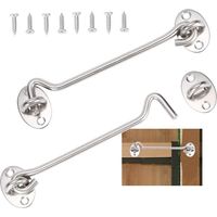 Lot de crochets de porte verrouillables, en acier inoxydable argenté, avec vis de fixation, pour fenêtre, porte de grange, porte de remise, porte de garage (15 cm)