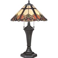 Elstead Cambridge - Lampada da tavolo a 2 luci vintage bronzo, vetro Tiffany, E27