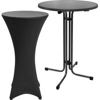 Outdoor Stehtisch Sylt, klappbar, Ø80cm, Schwarz, mit Husse