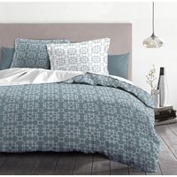 Parure de couette 3 pieces coton 57 fils bleu 220 x 240 cm- MILONGA