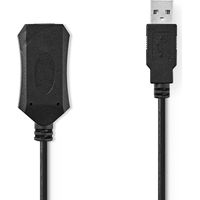 Nedis Aktive USB-Kabel / USB 2.0 / USB-A Stecker / USB-A Buchse / 480 Mbps / 20.0 m / Rund / Vernickelt / PVC / Kupfer / Label