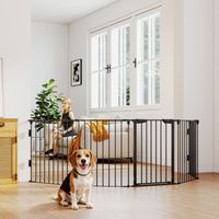 Barrière de sécurité pour animaux de compagnie à 5 panneaux pliables de 300 cm avec fermeture intelligente pour Escalier Couloir noir