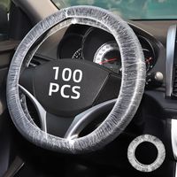 100 fundas universales transparentes para volante, de plástico elástico, impermeables, accesorios para interior de coche.