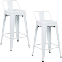 Confezione da 2 sgabelli alti impilabili in acciaio stile industriale, 41x41x85 cm, Thinia Home