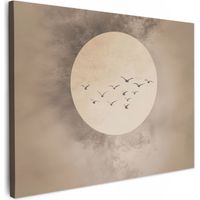 Canvas Print Bird - Beige - Japandi 80x60 cm