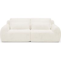 2‑Sitzer Sofa, weiches Kaninchenstil-Kunstfell, hohe Rückfederung, mit USB-Ladeanschluss und seitlicher Magazintasche, geeignet für kleines Wohnzimmer, Wohnung, Arbeitszimmer und Schlafzimmer, Beige