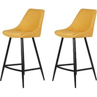 Lot de 2 chaises de bar H67 cm en tissu moutarde - ORMOY
