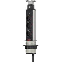 Multipresa a torre Tower a scomparsa 3 posti - Cavo 2mt 3G1,5 - Foro da 60mm