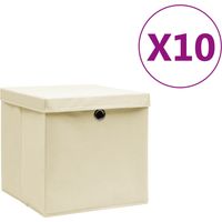 Boîtes de rangement avec couvercles 10 pcs 28x28x28 cm Crème vidaXL