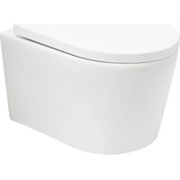 Brevis Wand-WC ohne Flansch mit SoftClose-Sitz, Vortex-Spülung, verdeckter Befestigung, weiß (SATBRE010RTORP)