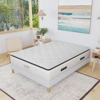 Kbedding – Matelas mousse 140x190 cm – Épaisseur 28 cm – Confort mi-ferme avec surmatelas intégré 3 cm – Ressorts ensachés pour indépendance de couchage