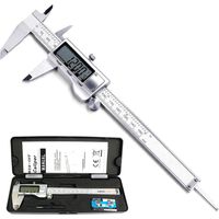 Calibro digitale, 0–150 mm, misuratore di profondità con conversione metrica in acciaio inox con ampio schermo LCD (argento)
