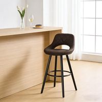 Sgabello bar girevole a 360° con piedi in legno massello, pattini antiscivolo, marrone scuro