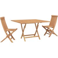 vidaXL Garden Bistro Set Folding 3 pcs Brown Soild Teak Wood