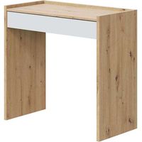 Mesa escritorio Luka con cajón acabado en Roble y Blanco Artik 77 cm(alto) x 82 cm (ancho) x 40 cm (fondo)