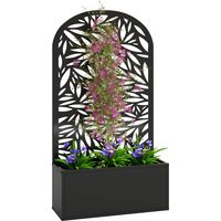 Metal Garden Bed for Garden with Trellis, Wall Mounted or Freestanding Raised Planter with Curved Privacy Screen