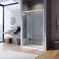 ELEGANT Aluminum Frame Sliding Shower Door 6mm Toughened Glass Shower Screen Panel Reversible Shower Enclosure, 1100mm