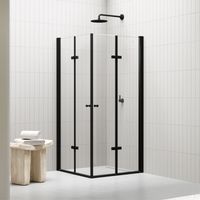 i-flair schwarze Falttür Duschkabine aus durchsichtigem 6 mm Sicherheitsglas - DK99 100x100x190 cm