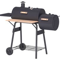 Barbacoa de CarbĂłn 3 en 1 Ahumador Parrilla BBQ 124x53x104 cm avec TermĂłmetro y Ruedas