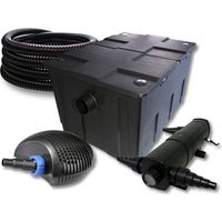 SunSun Kit complet: CBF-550 Filtre de bassin jusqu'à 60000 L Biologique, CTF-6000 SuperECO pompe de filtration 6000l/h 40W, CUV-236 lampe uv UVC Clarificateur avec 36W, 25m Tuyau 25 mm