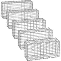 Songmics – Lot de 5 gabions en acier galvanisé 100 x 50 x 30 cm – Cage robuste pour aménagement extérieur – Décoration de jardin modulable