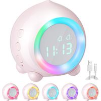 ZOLGINAH Réveil Enfant, Lumineux LED Numerique en USB Charge, Réveil Veilleuse Fille Garcons Volume Réglable Snooze Réveil Rose