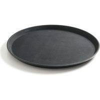 Rutschfestes, widerstandsfähiges rundes Kellnertablett, Durchmesser 41cm - schwarz