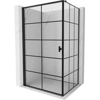Mexen Mist-B Duschkabine schwenkbar links 80 x 70 cm, schwarzes Gitter, schwarz - 8A2T-080-070-70-77-L