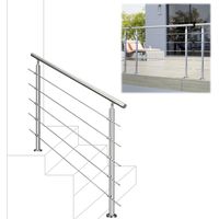 150x106cm quality 304 Stainless Steel Handrail with 5 Crossbars Balustrade Stairs