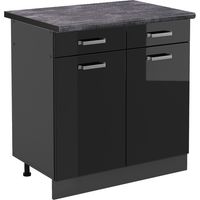 Meuble cuisine R-Line, Noir Haute brillance, 80 cm , PT Anthracite, Vicco