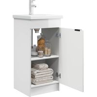 vidaXL Meuble de salle de bain avec évier Blanc brillant