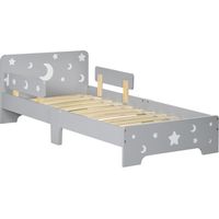 Letto per Bambini 3-6 Anni con Motivi a Stelle e Luna in Pannelli di MDF e Truciolato, 143x76x49 cm