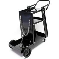 Wiltec Chariot de poste à souder mobile – 765 x 745 x 385 mm – avec 4 roues, 3 racks de rangement et chaînes de rétention – Chariot d’atelier de soudage et brasage