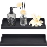 EXELCO Lot de 2 plateaux décoratifs rectangulaires en silicone pour salle de bain 30 cm - Noir - Petit plateau à bijoux