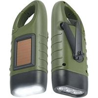 Set mit 2 Solar- und Kurbeltaschenlampen – Wiederaufladbarer Notfall-Dynamo mit Karabinerhaken für Wandern, Camping und Reisen