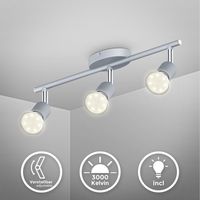 B.K.Licht plafonnier LED 3 spots orientables modernes plafond salon bureau salle à manger cuisine couloir lumière blanche chaude 3 x 3W GU10