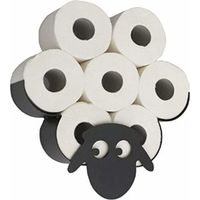 Odipie – Porte-papier toilette animal en métal noir – Support mural décoratif – Installation facile – Pour 7 rouleaux standard – Design amusant mouton