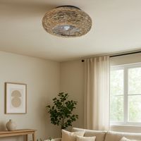 Ventilatore da soffitto in rattan con luce – Motore a corrente continua e telecomando