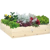 Letto per Orto Rialzato in Legno, Fioriera da Giardino per Piante e Ortaggi, 117x117x30cm