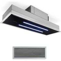 Klarstein – Hotte de plafond 77cm 410m³/h – 3 niveaux de puissance – Éclairage LED intégré – Installation sans conduit