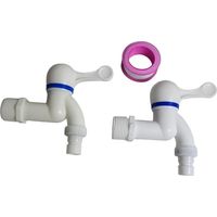 2 x Grifo de media vuelta de plástico 3/4 + Cinta de PTFE