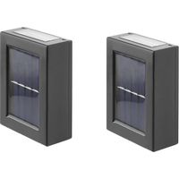Lampada da parete solare da 2 pezzi con LED bianco freddo, illuminazione bidirezionale alto/basso per recinzioni, giardini, vialetti e paesaggi – 10 x 7,5 x 3 cm