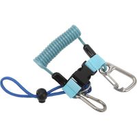 Corde de plongée en acier inoxydable flexible anti-perte pour appareil photo de plongée, avec crochet de plongée et ressort bleu