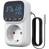 DEWENWILS Temperaturregler, Steckdosenthermostat, Heizungsthermostat mit Deutsches Display, Temperaturschalter mit Fühler 230V, Digital Thermostat Steckdose mit Heiz- und Kühlmodus für Gewächshaus