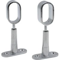 Barcelona Support Tringle Penderie 2 Support pour Barre Penderie Ovale Hauteur 41 à 105mm Zinc-Aluminium Support Central de Tube pour Armoire Penderie Vetement, Tringle Rideau Plafon