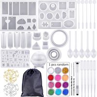 83 Pieces Silicone Casting Resin Jewelry Molds and Tools Set with A Black Storage Bag for DIY Jewelry Resin Craft Making