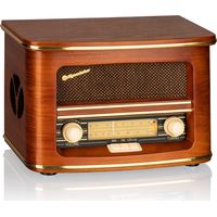 Roadstar HRA-1500CD-MP3UEMP Radio CD Portátil Vintage FM/ MW, Reproductor CD-MP3, USB Función Grabación, Mando a Distancia Madera