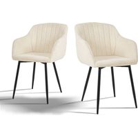 Goeurvant Chaises de salle à manger minimalistes avec assise large et accoudoirs ergonomiques, combinaison de confort et d'élégance - Lot de 2 - Blanc - Chenille