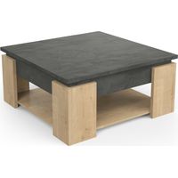 Table basse carrée AUSTIN - Décor chene Hamilton et Sidewalk - L 80 x P 80 x H 37,2 cm - DEMEYERE